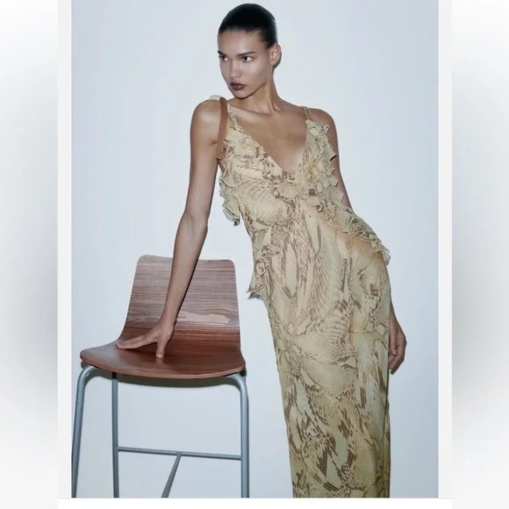 Zara Snake Animal Skin Maxi Dress